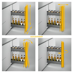 Porte-bouteilles latéral extractible Harmony avec fermeture amortie - Module largeur 200mm hauteur 700mm - Acier et Bois - Gr - EMUCA