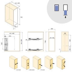 Porte-bouteilles latéral extractible Harmony avec fermeture amortie - Module largeur 200mm hauteur 700mm - Acier et Bois - Gr - EMUCA