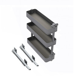 Porte-bouteilles latéral extractible Harmony avec fermeture amortie -  Module largeur 200mm hauteur 800mm -  Acier et Bois -  Gr de marque EMUCA, référence: B9356200