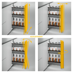 Porte-bouteilles latéral extractible Harmony avec fermeture amortie -  Module largeur 200mm hauteur 800mm -  Acier et Bois -  Gr - EMUCA