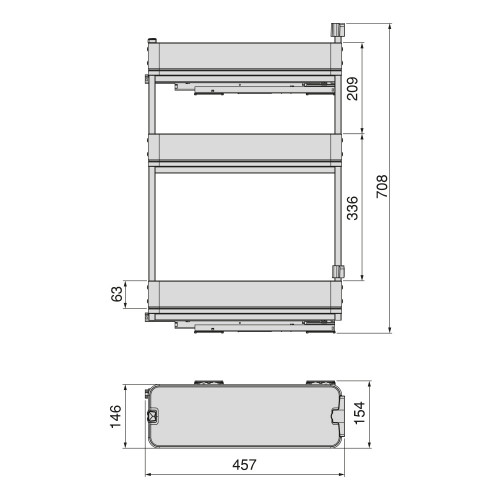 Porte-bouteilles latéral extractible Harmony avec fermeture amortie -  Module largeur 200mm hauteur 800mm -  Acier et Bois -  Gr - EMUCA