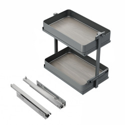 Chariot extractible Harmony avec fermeture à amortie -  Module largeur 300mm hauteur 700mm -  Acier et Bois -  Gris anthracite de marque EMUCA, référence: B9356300