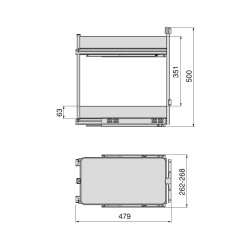 Chariot extractible Harmony avec fermeture à amortie -  Module largeur 300mm hauteur 700mm -  Acier et Bois -  Gris anthracite - EMUCA