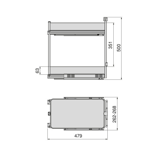 Chariot extractible Harmony avec fermeture à amortie -  Module largeur 300mm hauteur 700mm -  Acier et Bois -  Gris anthracite - EMUCA