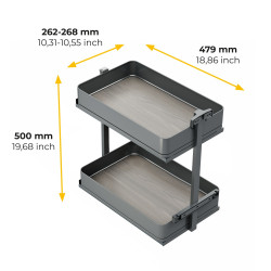 Chariot extractible Harmony avec fermeture à amortie -  Module largeur 300mm hauteur 700mm -  Acier et Bois -  Gris anthracite - EMUCA