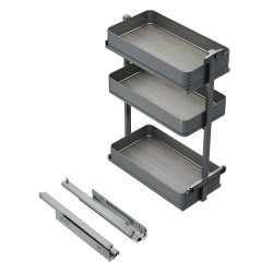 Chariot extractible Harmony avec fermeture à amortie -  Module largeur 300mm hauteur 800mm -  Acier et Bois -  Gris anthracite de marque EMUCA, référence: B9356400