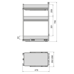 Chariot extractible Harmony avec fermeture à amortie -  Module largeur 300mm hauteur 800mm -  Acier et Bois -  Gris anthracite - EMUCA