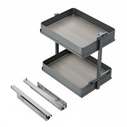 Chariot extractible Harmony avec fermeture à amortie -  Module largeur 400mm hauteur 700mm -  Acier et Bois -  Gris anthracite de marque EMUCA, référence: B9356500