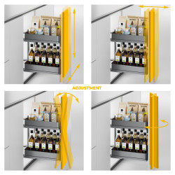 Chariot extractible Harmony avec fermeture à amortie -  Module largeur 400mm hauteur 700mm -  Acier et Bois -  Gris anthracite - EMUCA