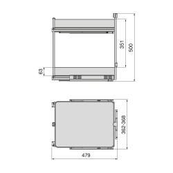 Chariot extractible Harmony avec fermeture à amortie -  Module largeur 400mm hauteur 700mm -  Acier et Bois -  Gris anthracite - EMUCA
