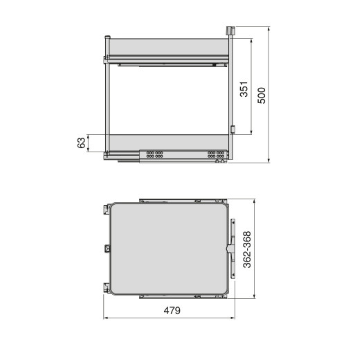 Chariot extractible Harmony avec fermeture à amortie -  Module largeur 400mm hauteur 700mm -  Acier et Bois -  Gris anthracite - EMUCA