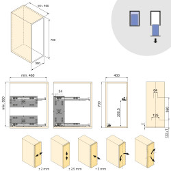 Chariot extractible Harmony avec fermeture à amortie -  Module largeur 400mm hauteur 700mm -  Acier et Bois -  Gris anthracite - EMUCA