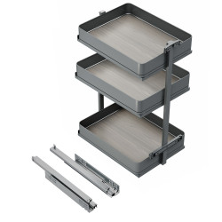 Chariot extractible Harmony avec fermeture à amortie -  Module largeur 400mm hauteur 800mm -  Acier et Bois -  Gris anthracite de marque EMUCA, référence: B9356600