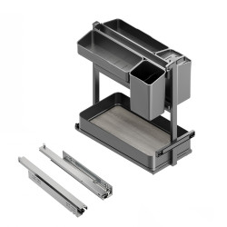 Chariot extractible avec paniers et accessoires Harmony avec fermeture à amortie -  Module largeur 300mm hauteur 700mm -  Acier  de marque EMUCA, référence: B9356700