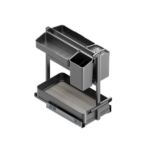 Chariot extractible avec paniers et accessoires Harmony avec fermeture à amortie -  Module largeur 300mm hauteur 700mm -  Acier  - EMUCA