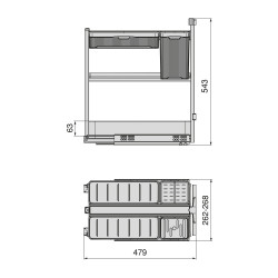 Chariot extractible avec paniers et accessoires Harmony avec fermeture à amortie -  Module largeur 300mm hauteur 700mm -  Acier  - EMUCA
