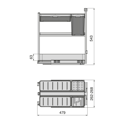 Chariot extractible avec paniers et accessoires Harmony avec fermeture à amortie -  Module largeur 300mm hauteur 700mm -  Acier  - EMUCA