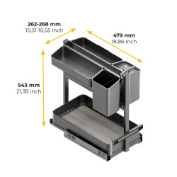 Chariot extractible avec paniers et accessoires Harmony avec fermeture à amortie -  Module largeur 300mm hauteur 700mm -  Acier  - EMUCA