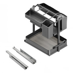 Chariot extractible avec paniers et accessoires Harmony avec fermeture à amortie -  Module largeur 400mm hauteur 700mm -  Acier  de marque EMUCA, référence: B9356800
