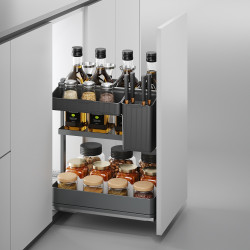 Chariot extractible avec paniers et accessoires Harmony avec fermeture à amortie -  Module largeur 400mm hauteur 700mm -  Acier  - EMUCA