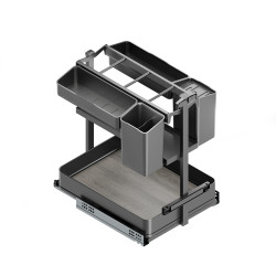 Chariot extractible avec paniers et accessoires Harmony avec fermeture à amortie -  Module largeur 400mm hauteur 700mm -  Acier  - EMUCA