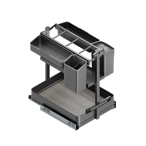 Chariot extractible avec paniers et accessoires Harmony avec fermeture à amortie -  Module largeur 400mm hauteur 700mm -  Acier  - EMUCA