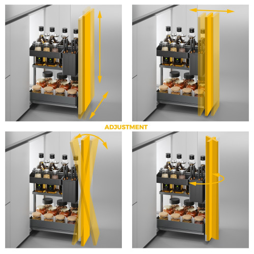 Chariot extractible avec paniers et accessoires Harmony avec fermeture à amortie -  Module largeur 400mm hauteur 700mm -  Acier  - EMUCA