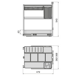 Chariot extractible avec paniers et accessoires Harmony avec fermeture à amortie -  Module largeur 400mm hauteur 700mm -  Acier  - EMUCA