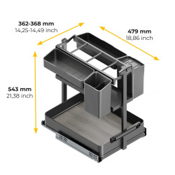 Chariot extractible avec paniers et accessoires Harmony avec fermeture à amortie -  Module largeur 400mm hauteur 700mm -  Acier  - EMUCA