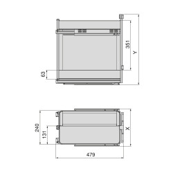 Chariot extractible avec paniers et panier à pain Harmony avec fermeture à amortie -  Module largeur 300mm hauteur 700mm -  Acie - EMUCA