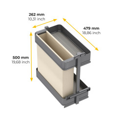 Chariot extractible avec paniers et panier à pain Harmony avec fermeture à amortie -  Module largeur 300mm hauteur 700mm -  Acie - EMUCA
