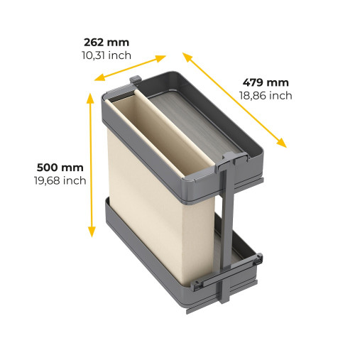 Chariot extractible avec paniers et panier à pain Harmony avec fermeture à amortie -  Module largeur 300mm hauteur 700mm -  Acie - EMUCA