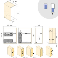 Chariot extractible avec paniers et panier à pain Harmony avec fermeture à amortie -  Module largeur 300mm hauteur 700mm -  Acie - EMUCA