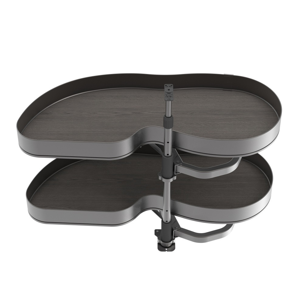 Systéme d’angle Lake Harmony pour meuble de cuisine - Gauche - Hauteur réglable - Acier et Bois - Gris anthracite