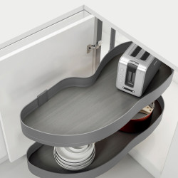 Systéme d’angle Lake Harmony pour meuble de cuisine -  Droite -  Hauteur réglable -  Acier et Bois -  Gris anthracite - EMUCA