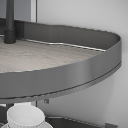 Jeu de plateaux tournants Harmony 1/2 lune - Module largeur 800mm - Hauteur réglable - Acier et Bois - Gris anthracite - EMUCA