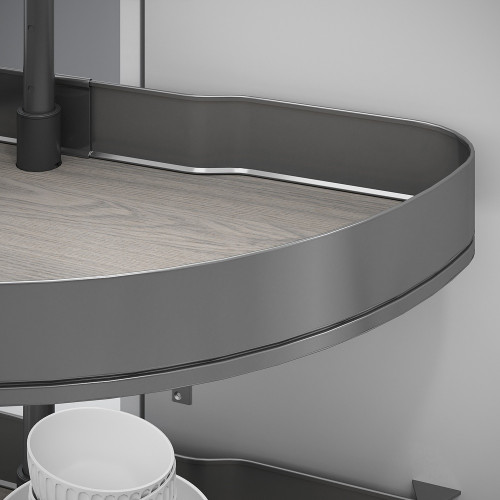 Jeu de plateaux tournants Harmony 1/2 lune -  Module largeur 800mm -  Hauteur réglable -  Acier et Bois -  Gris anthracite - EMUCA