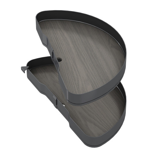 Jeu de plateaux tournants Harmony 1/2 lune -  Module largeur 800mm -  Hauteur réglable -  Acier et Bois -  Gris anthracite - EMUCA
