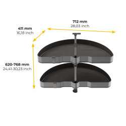 Jeu de plateaux tournants Harmony 1/2 lune - Module largeur 800mm - Hauteur réglable - Acier et Bois - Gris anthracite - EMUCA