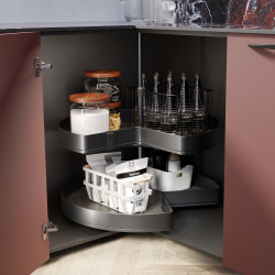 Jeux de plateaux tournants Harmony 3/4 - Module largeur 800mm - Hauteur réglable - Acier et Bois - Gris anthracite - EMUCA