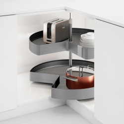 Jeux de plateaux tournants Harmony 3/4 - Module largeur 800mm - Hauteur réglable - Acier et Bois - Gris anthracite - EMUCA