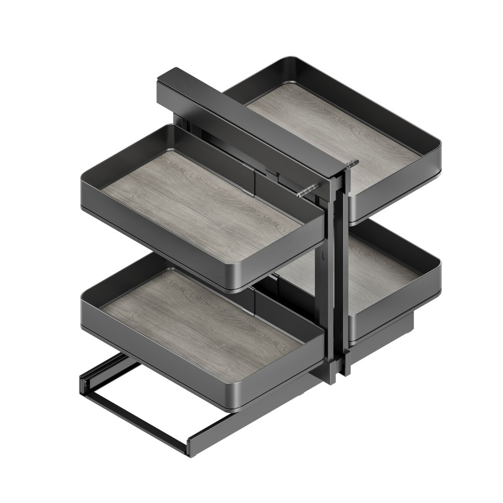 Meuble d'angle articulé Harmony pour les meubles de cuisine -  Droite/Gauche -  Acier et Bois -  Gris anthracite