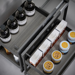 Meuble d'angle articulé Harmony pour les meubles de cuisine - Droite/Gauche - Acier et Bois - Gris anthracite - EMUCA