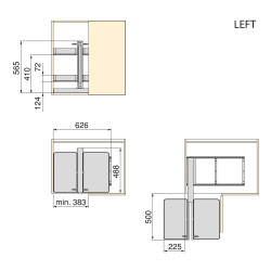 Meuble d'angle articulé Harmony pour les meubles de cuisine - Droite/Gauche - Acier et Bois - Gris anthracite - EMUCA