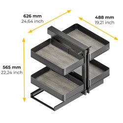 Meuble d'angle articulé Harmony pour les meubles de cuisine - Droite/Gauche - Acier et Bois - Gris anthracite - EMUCA