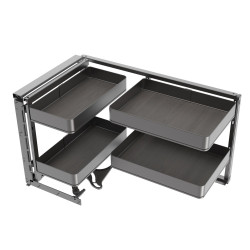 Accessoire extractible Harmony pour meuble de cuisine -  Gauche -  Acier et Bois -  Gris anthracite de marque EMUCA, référence: B9357500