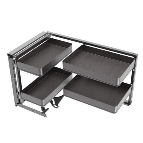 Accessoire extractible Harmony pour meuble de cuisine -  Gauche -  Acier et Bois -  Gris anthracite - EMUCA