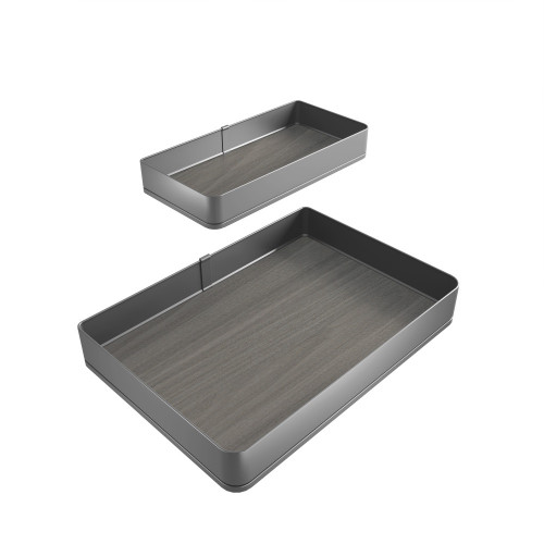 Accessoire extractible Harmony pour meuble de cuisine -  Gauche -  Acier et Bois -  Gris anthracite - EMUCA