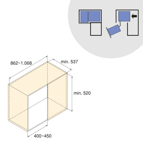 Accessoire extractible Harmony pour meuble de cuisine -  Gauche -  Acier et Bois -  Gris anthracite - EMUCA