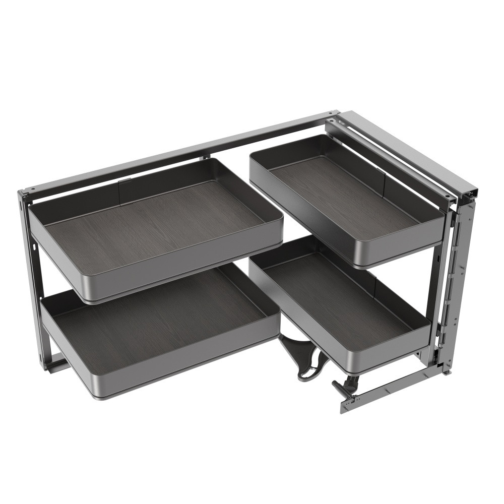 Accessoire extractible Harmony pour meuble de cuisine -  Droite -  Acier et Bois -  Gris anthracite